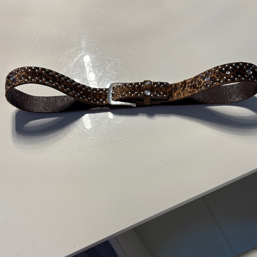 Studded Brown Leather Belt